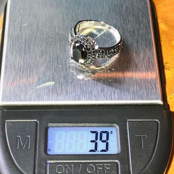 Natural Black Spinel Sterling Silver Ring Size 7 - Picture 9 of 9